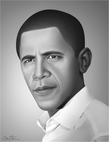 Cartoon Barack Obama Realistic Portrait medium by BenHeine tagged barack 