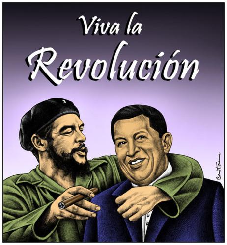 Cartoon: Che Guevara and Hugo Chavez (medium) by BenHeine tagged ernestocheguevara,hugochavez,legacy,benheine,comandante,socialism,revolution,redstar,communism,cuba,argentina,venezuela,friendship,love,latinamerica,southamerica,guerrilla,guerrillero,icon,richardgott,rorycarroll,lolaalmudevar,