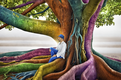 Cartoon: Just Dreaming (medium) by BenHeine tagged cocoon,protection,nature,tree,colorful,colors,dream,dreaming
