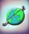 Cartoon: Cutting out the planet! (small) by Farhad Foroutanian tagged political,