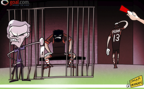 Cartoon: Mourinho and Casillas (medium) by omomani tagged prison,mourinho,liga,la,casillas,adan,antonio,real,madrid