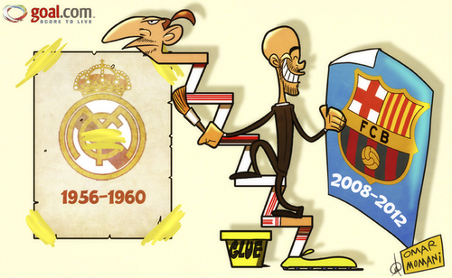 Cartoon: One for the history books! (medium) by omomani tagged ac,milan,league,champions,barcelona,guardiola,ibrahimovic,real,madrid