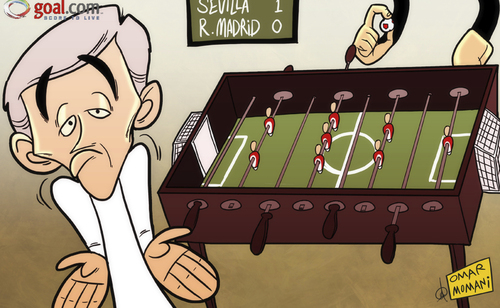 Cartoon: The Lonely One (medium) by omomani tagged sevilla,madrid,real,mourinho,liga,la