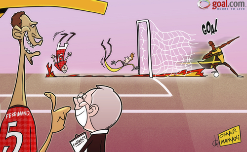 Cartoon: Usain Bolt (medium) by omomani tagged rio,ferdinand,ferguson,usain,bolt,manchester,united,jamaica