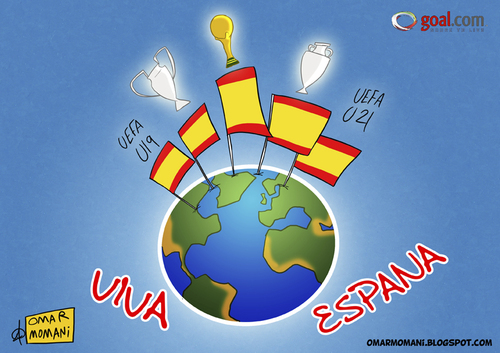 Cartoon: VIVA ESPANA (medium) by omomani tagged spain,espana,world,cup,euro,champions,league,europe,football,soccer