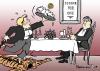 Cartoon: Dinner For One (small) by Pfohlmann tagged bundeskanzlerin,angela,merkel,cdu,dinner,abendessen,empfang,josef,ackermann,deutsche,bank