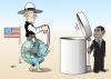Cartoon: Endlich! (small) by Erl tagged bush,obama,amtszeit,anfang,ende,usa,erde,mülleimer
