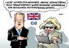 Cartoon: G8 (small) by Erl tagged g8,gipfel,großbritannien,nordirland,premierminister,david,cameron,gastgeber,geheimdienst,überwachung,überwachen,bespitzelung,bespitzeln,abhören,mitschreiben,protokoll,james,bond,sekretärin,miss,moneypenny