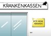 Cartoon: Krankenkassen (small) by Erl tagged krankenkasse,city,bkk,pleite,insolvenz,mitglieder,versicherte,wechsel,alt,krank,ablehnung,abwimmeln