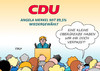 Cartoon: Merkel Wiederwahl (small) by Erl tagged cdu,parteitag,wiederwahl,vorsitzende,angela,merkel,bundeskanzlerin,dämpfer,flüchtlingspolitik,grenzöffnung,flüchtlinge,angst,abschottung,obergrenze,klein,karikatur,erl