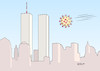 Cartoon: New York (small) by Erl tagged politik,corona,virus,krise,coronavirus,coronakrise,covid19,usa,new,york,katastrophe,nine,eleven,world,trade,center,gesundheit,gesundheitssystem,karikatur,erl