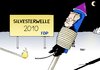 Cartoon: Silvesterwelle 2010 (small) by Erl tagged westerwelle,guido,fdp,partei,chef,vorsitzender,unzufriedenheit,rücktritt,entlassung,verschwörung,silvester,rakete,mond,streichholz,feuer