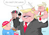 Cartoon: Trump Wahlkampf (small) by Erl tagged politik,usa,midterm,elections,wahlen,kongress,wahlkampf,präsident,donald,trump,angst,schüren,schrecken,schreckensszenario,migranten,einwanderer,illegal,terror,gewalt,drogen,retter,erlöser,rechtspopulismus,nationalismus,gut,böse,engel,teufel,kasperltheater,wähler,karikatur,erl