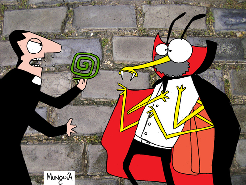 Cartoon: Mosqueratu (medium) by Munguia tagged sucker,blood,gala,sacerdote,priest,mosquito,mosquitoe,drakula,vampire,dracula