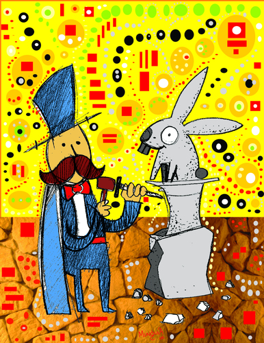 Cartoon: Escultor (medium) by Munguia tagged sculpture,magic,magician,mago,rabitt,conejo,sombrero,hat,trick,art,creator