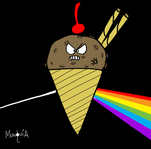 Cartoon: Helado Oscuro de la Luna (medium) by Munguia tagged music,rock,parody,cover,album,disc,rica,costa,munguia,helado,floyd,pink,moon,the,of,side,dark