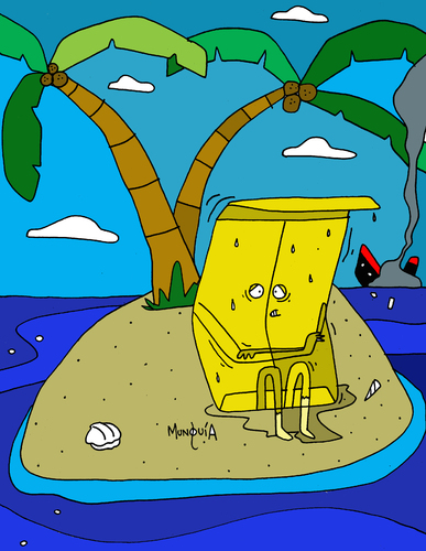 Cartoon: sobre viviente (medium) by Munguia tagged sobreviviente,island,survivor,sobre,isla,playa,munguia,naufrago,barco
