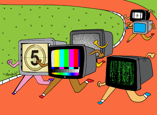 Cartoon: Telethon (medium) by Munguia tagged marathon,telethon,race,sports,tv,television,olimpic