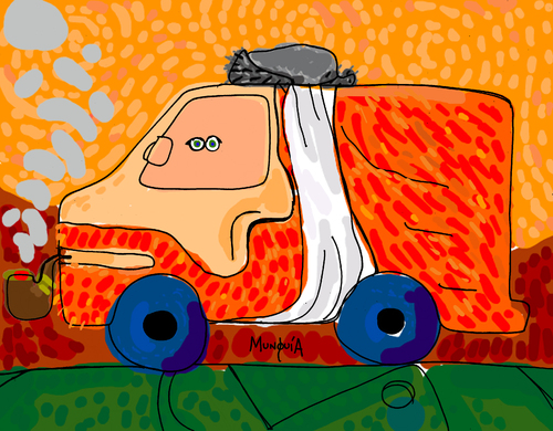 Cartoon: The Van Gogh (medium) by Munguia tagged van,gogh,vincent,vanet,car,self,portrait,munguia,automovil