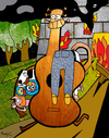 Cartoon: Guitar Hero (small) by Munguia tagged guitar,guitarra,stringed,instrument,music,musico,musica,hero,saver,life,family,fire