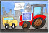 Cartoon: Bauernprotest (small) by Kostas Koufogiorgos tagged karikatur,koufogiorgos,illustration,cartoon,bauern,protest,traktor,suv,blockade,demonstration,trecker,bauer,landwirt