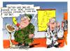 Cartoon: Der Bundeswehrbericht (small) by Kostas Koufogiorgos tagged bundeswehrbericht,bundeswehr,robbe,fitness,usa,kostas,koufogiorgos,afghanistan,