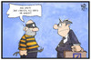 Cartoon: Deutsche Bank (small) by Kostas Koufogiorgos tagged karikatur,koufogiorgos,cartoon,illustration,deutsche,bank,image,ganove,kriminalitaet,banker,vergleich,beleidigung,berufsstand,ehre,wirtschaft