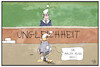 Cartoon: Deutsche Ungleichheit (small) by Kostas Koufogiorgos tagged karikatur,koufogiorgos,illustration,cartoon,ungleichheit,mauer,michel,deutschland,leben,fairness,gerechtigkeit