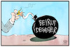 Cartoon: Failed State Libanon (small) by Kostas Koufogiorgos tagged karikatur,koufogiorgos,illustration,cartoon,failed,state,beirut,libanon,explosion,explosiv,bombe