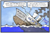Cartoon: Griechenlandkrise (small) by Kostas Koufogiorgos tagged karikatur,koufogiorgos,illustration,cartoon,griechenland,wirtschaft,schiff,krise,sinken,flüchtlinge,ertrinken,kahn