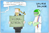 Cartoon: Grün-gelbe Sondierung (small) by Kostas Koufogiorgos tagged karikatur,koufogiorgos,illustration,cartoon,grün,liberal,sondierung,auto,klimastreik,lindner,baerbock