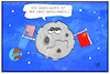 Cartoon: Handelskrieg auf dem Mond (small) by Kostas Koufogiorgos tagged karikatur,koufogiorgos,illustration,cartoon,handelskrieg,mond,usa,china,mondlandung,fahne,flagge,change,sonde,raumfahrt