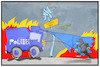 Cartoon: Leipziger Mess (small) by Kostas Koufogiorgos tagged karikatur,koufogiorgos,illustration,cartoon,leipzig,silvester,krawall,ausschreitungen,polizei,wasserwerfer,randale,messe,mess