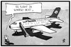 Cartoon: Lufthansastreik (small) by Kostas Koufogiorgos tagged karikatur,koufogiorgos,illustration,cartoon,lufthansa,piloten,streik,flüchtlingsheim,nutzung,wohnraum,flughafen,arbeitskampf,arbeit