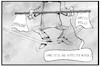 Cartoon: Öffnung vs. 3. Welle (small) by Kostas Koufogiorgos tagged karikatur,koufogiorgos,illustration,cartoon,balance,seiltanz,welle,öffnung,lockerung,corona,pandemie,netz,sicherheit