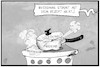 Cartoon: Pandemie und Lockdown (small) by Kostas Koufogiorgos tagged karikatur,koufogiorgos,illustration,cartoon,lockdown,dampf,topf,herd,feuer,pandemie,ungeduld,ausbruch,explosion,corona,rezept