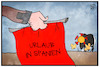 Cartoon: Reisewarnung Spanien (small) by Kostas Koufogiorgos tagged karikatur,koufogiorgos,illustration,cartoon,reisewarnung,spanien,covid,corona,pandemie,wasser,virus,torrero,stier,stierkampf