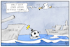 Cartoon: Sea Breeze 2021 (small) by Kostas Koufogiorgos tagged karikatur,koufogiorgos,illustration,cartoon,sea,breeze,schwarzmeer,schiff,spiel,fussball,russland,manoever