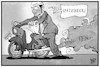 Cartoon: Spätzünder Ramelow (small) by Kostas Koufogiorgos tagged karikatur,koufogiorgos,illustration,cartoon,ramelow,schwalbe,moped,fehlzündung,spätzünder,mp,ministerpräsident,fehlstart