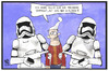 Cartoon: Star Wars (small) by Kostas Koufogiorgos tagged karikatur,koufogiorgos,illustration,cartoon,star,wars,film,premiere,kino,verhaftung,michel,science,fiction