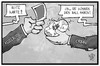 Cartoon: Ungarn (small) by Kostas Koufogiorgos tagged karikatur,koufogiorgos,illustration,cartoon,ungarn,europa,eu,flüchtlingspolitik,ball,asselborn,orban,spiel,rote,karte,fussball
