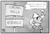 Cartoon: Von Corona- und Hitzewellen (small) by Kostas Koufogiorgos tagged karikatur,koufogiorgos,illustration,cartoon,corona,welle,hitze,wetter,flaute,pandemie,sommer