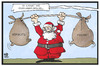 Cartoon: Weihnachtsgeschäft (small) by Kostas Koufogiorgos tagged karikatur,koufogiorgos,illustration,cartoon,weihnachten,weihnachtsmann,einzelhandel,kaufen,geschäft,gewichtheben,geschenke,konsum,wirtschaft