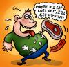 Cartoon: Swine flu (small) by illustrator tagged flu,epidemic,pandemic,swine,pig,pork,meat,disease,illness,eating,satire,cartoon,illustrator,peter,welleman,gag