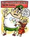 Cartoon: tibet (small) by illustrator tagged tibet,china,boxing,olympic,olympics,violence,violent,protest,monk,mönch,olympisch,gewalttätigkeit,olympics,kampf,frieden,peacefull,protest,tibetaner,satire,cartoon,man,men,mann,schmerz,welleman,satire,