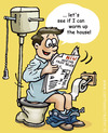 Cartoon: Warming up the house (small) by illustrator tagged heat,warm,wc,toilet,water,closet,read,paper,sewer,riool,flush,alternative,energy,energie,green,grun,new