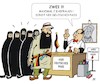 Cartoon: Einbürgerung (small) by JotKa tagged einbürgerung,vielehe,polygamie,staatsangehörigkeit,deutscher,pass,moslems,islam,traditionen,kulturkreise,politik,spd,cdu,barley,seehofer,groko