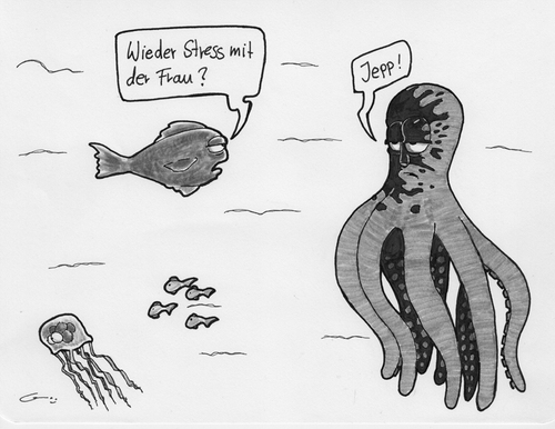 Cartoon: Tintenfrust... (medium) by bertgronewold tagged tintenfisch,fleck,fisch