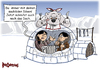 Cartoon: Saublöde Ideen (small) by karicartoons tagged idee,blöde,eskimo,inuit,iglo,heizung,eis,schmelzen,hunger,fressen,eisbär,nordpol