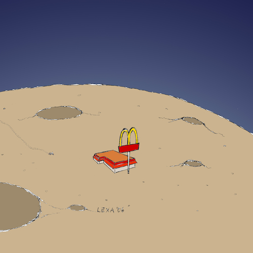 Cartoon: lexatoon McDonalds auf dem Mond (medium) by lexatoons tagged globalisierung,fastfood,mcdonalds,mond